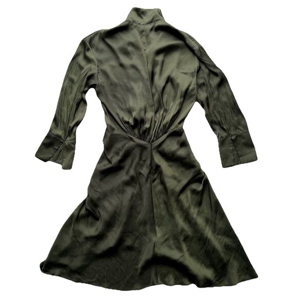 ZADIG & VOLTAIRE Rozo Satin Dress Draped Waist Deep Neckline 3/4 Sleeves Size XS - Picture 4 of 16